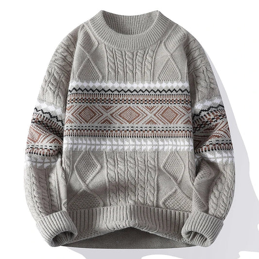 Herren Winterpullover Zopfmuster Geometrisches Muster Rundhalsausschnitt