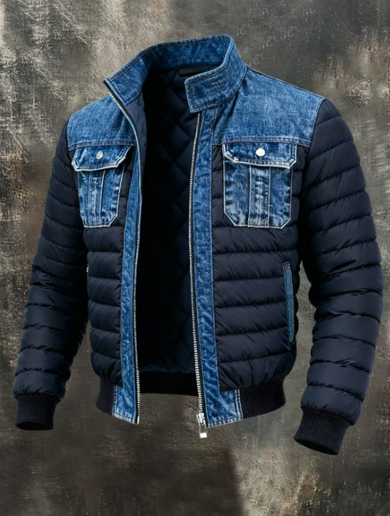 Herren Herbstjacke Hybrid Gestepptes Panel und Tailored Fit