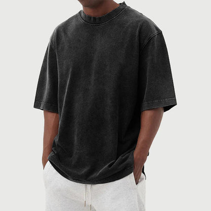Herren T Shirt Aus Baumwolle Mit Waschoptik