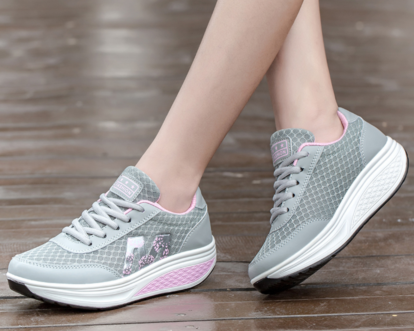 Damen Walkingsneaker Fußgewölbeunterstützung Luftkissensohle Atmungsaktiv