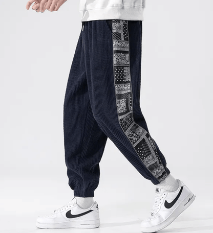 Herren Cordhose mit geradem Bein und Ziernaht – Polyester-Mischgewebe