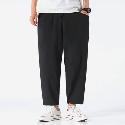Herren Cropped Hose mit Relaxed Fit und Kordelzugbund – Atmungsaktives Design