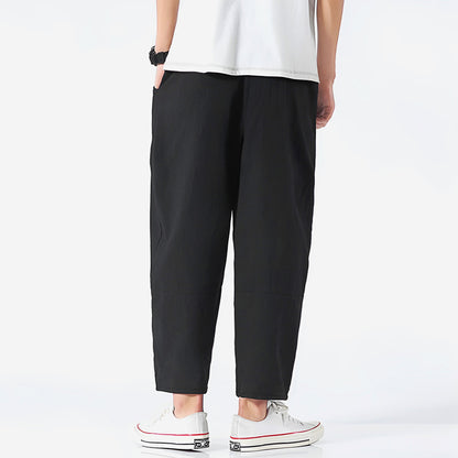 Herren Cropped Hose mit Relaxed Fit und Kordelzugbund – Atmungsaktives Design