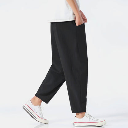 Herren Cropped Hose mit Relaxed Fit und Kordelzugbund – Atmungsaktives Design