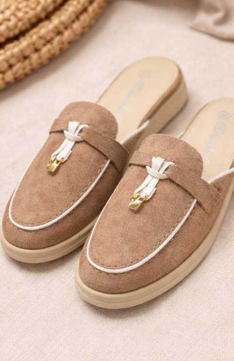 Women's Loafers in Suede Look with Open Heel