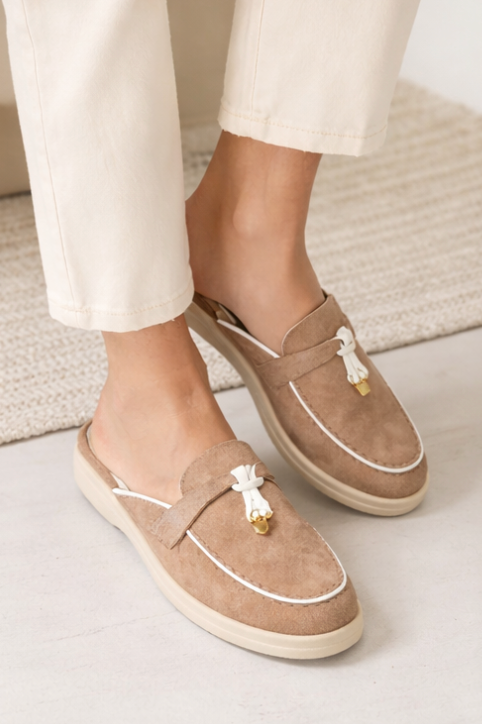 Women's Loafers in Suede Look with Open Heel