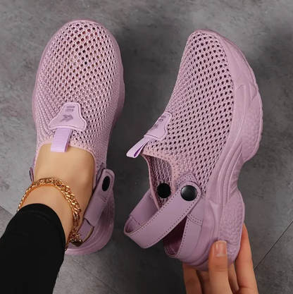 Damen-Sommer-Sneaker Aus Mesh Mit Verstellbarer Schnalle, Atmungsaktiv, Leicht, Ideal Zum Spazierengehen