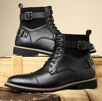 Men's Ankle Boots Mid-Height Shaft Adjustable Strap Treaded Sole