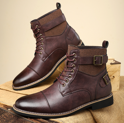 Men's Ankle Boots Mid-Height Shaft Adjustable Strap Treaded Sole