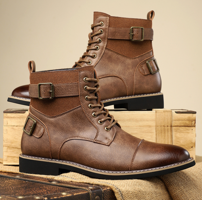 Men's Ankle Boots Mid-Height Shaft Adjustable Strap Treaded Sole