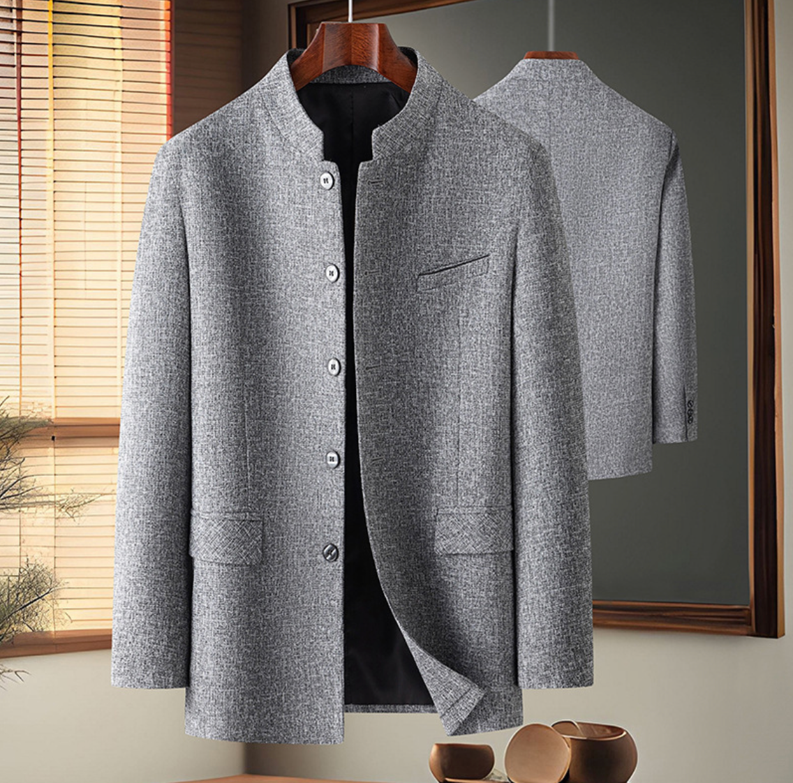 Men's Jacket Slim Fit With Stand-Up Collar