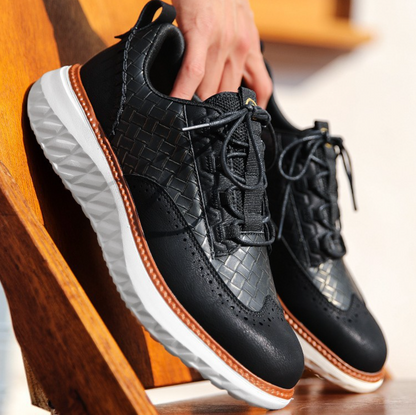 Men's hybrid sneakers with hand-stitched toe, elastic sides, and grippy sole