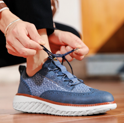 Men's hybrid sneakers with hand-stitched toe, elastic sides, and grippy sole