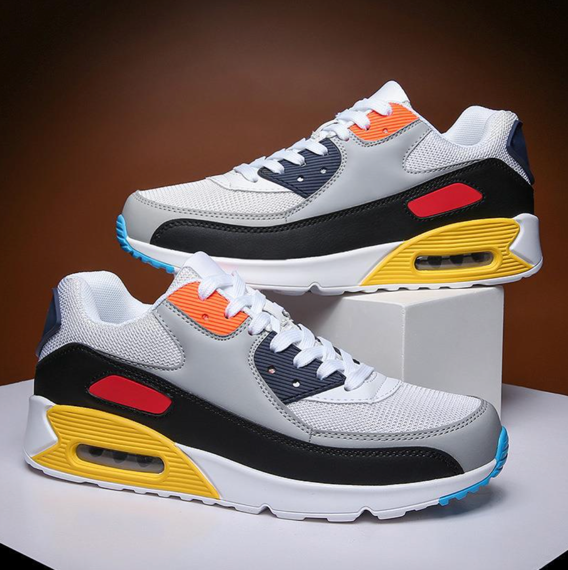 Herren Sneaker Mit Luftgepolsterter Mittelsohle, Mesh-Obermaterial, Gepolstertem Kragen Und Gummilaufsohle