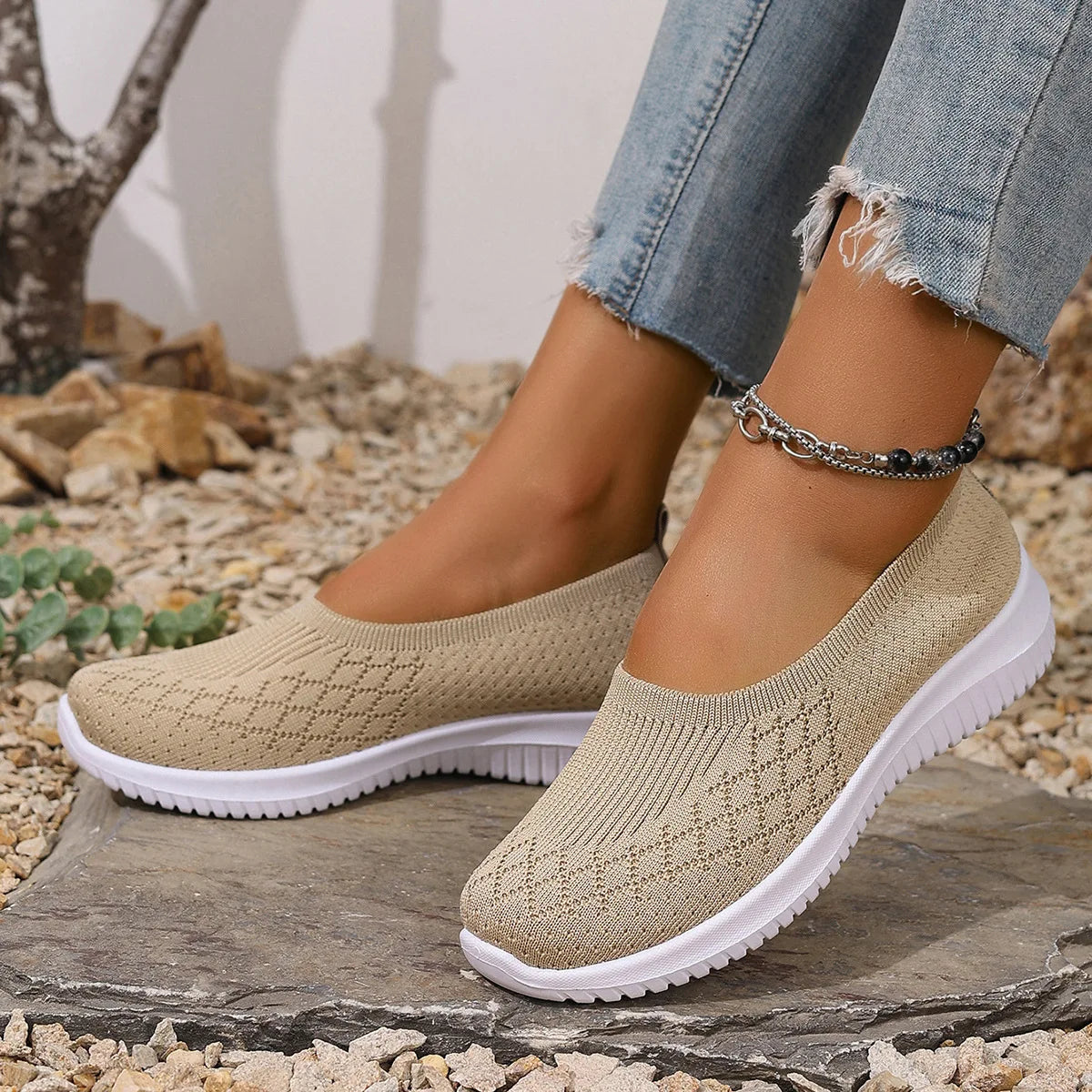 Damen Sommer Hausschuhe Atmungsaktiv Slip-On Rutschfest Fußunterstützung