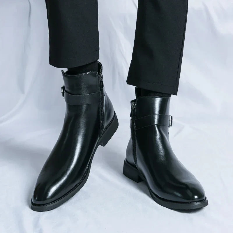 Herren-Chelsea-Boots mit seitlichem Reißverschluss und Gummiaußensohle