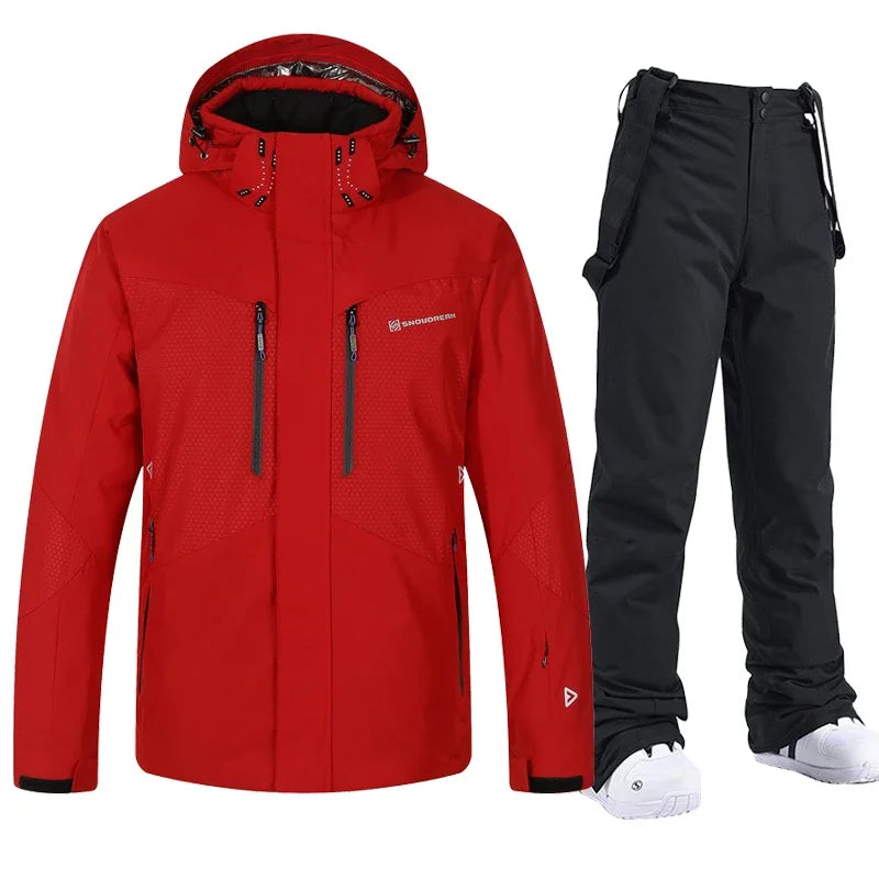 Herren Winter Skianzug Wasserdichte Schneejacke Mit Kapuze Und Weiten Hosen