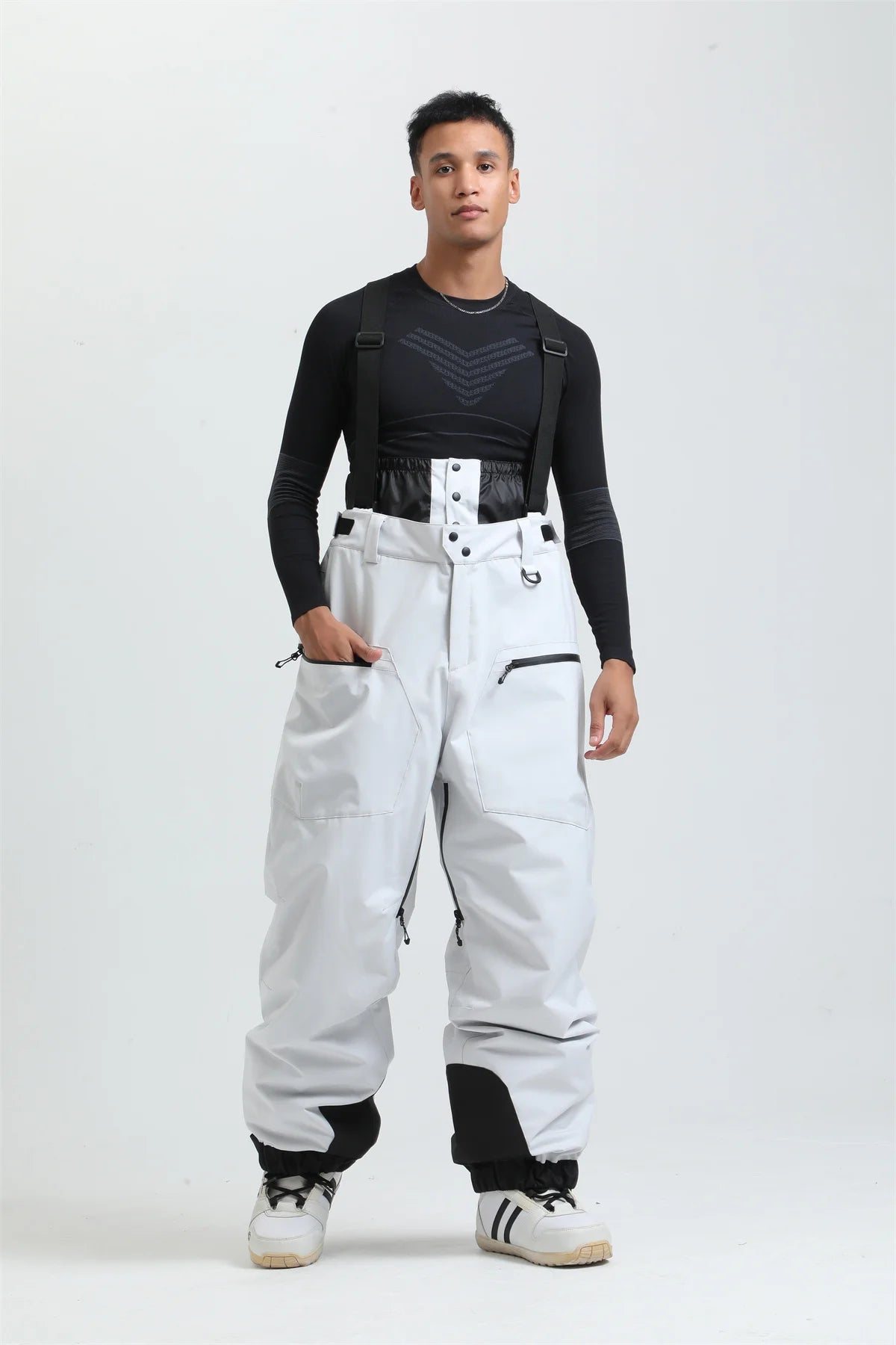 Herren Damen Skihose mit Hosenträgern Schneeoverall Wasserdicht -40 Grad Wärme