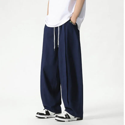 Herren Jogginghose mit Weitem Bein – Kordelzug Lockerer Schnitt