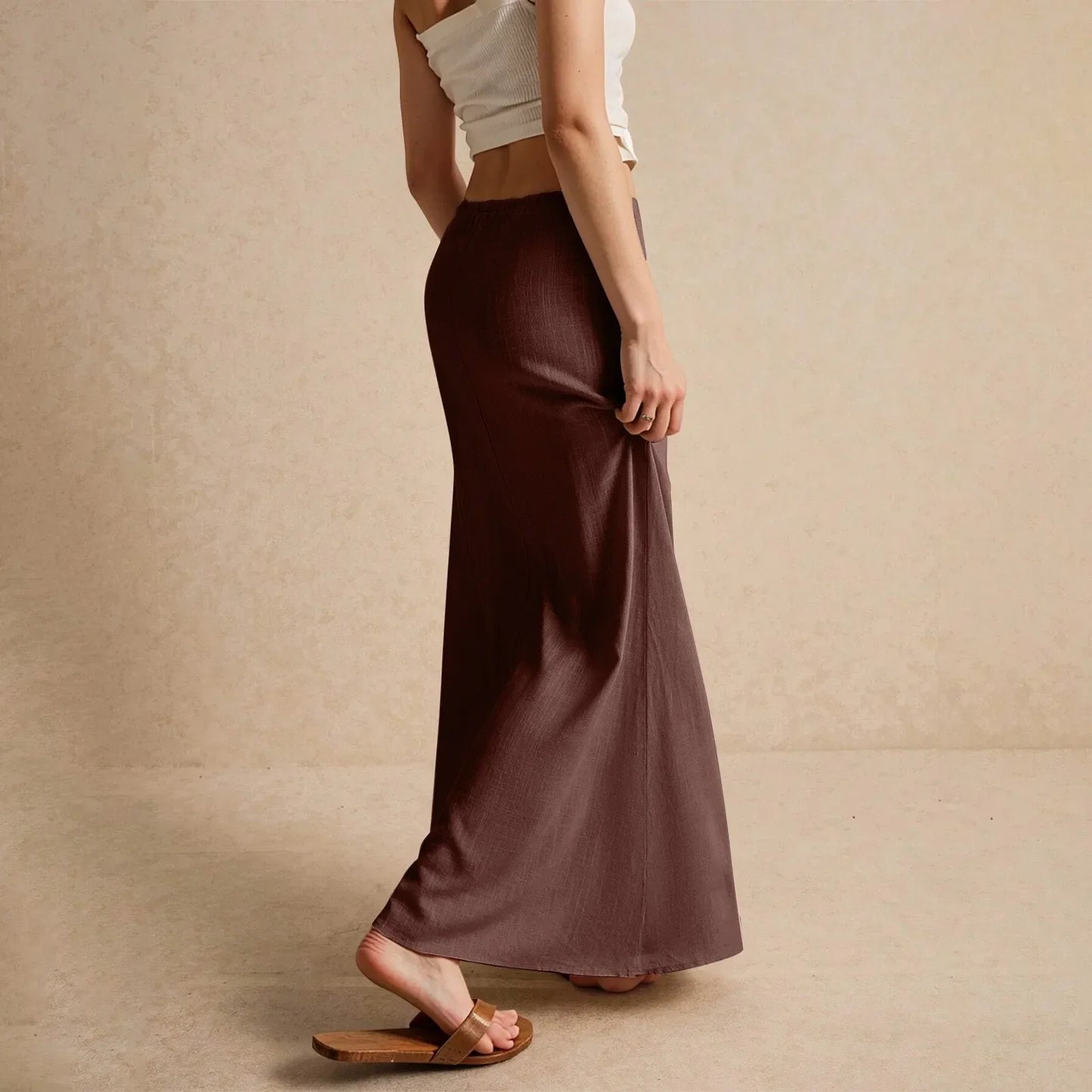 Damen Maxirock mit Kordelzugbund und fließender Silhouette