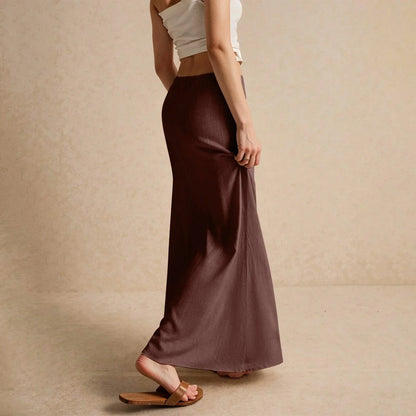 Damen Maxirock mit Kordelzugbund und fließender Silhouette