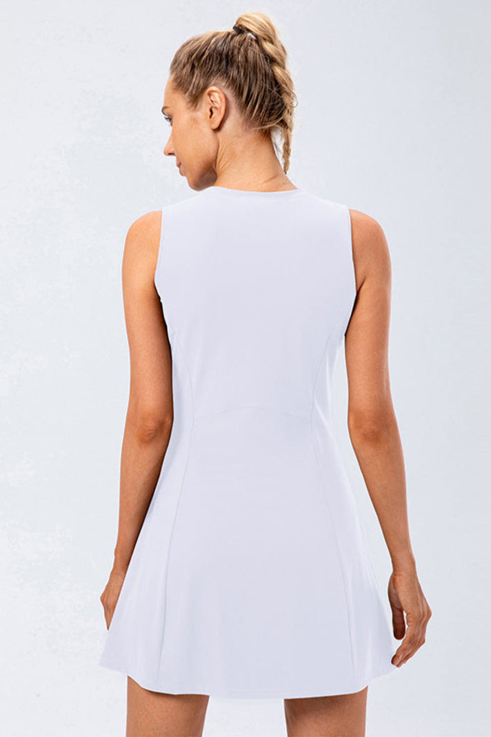 Damen Tennis Kleid Ärmellos Integrierte Shorts Taschen