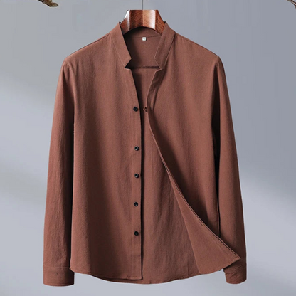 Herren Sommerhemd Stehkragen Angepasste Passform