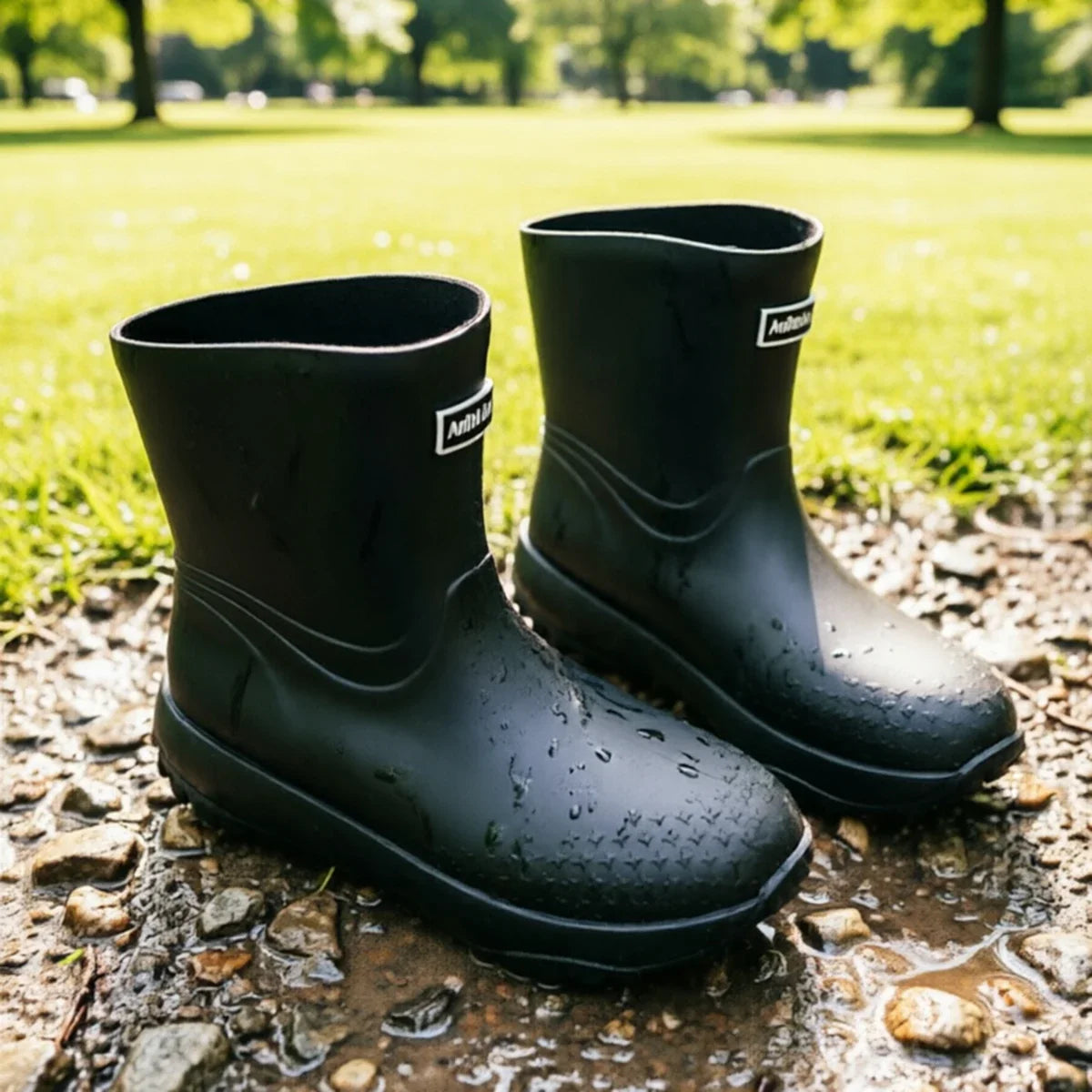 Paar Herren-Regenstiefel für Outdoor-Aktivitäten bei Regen