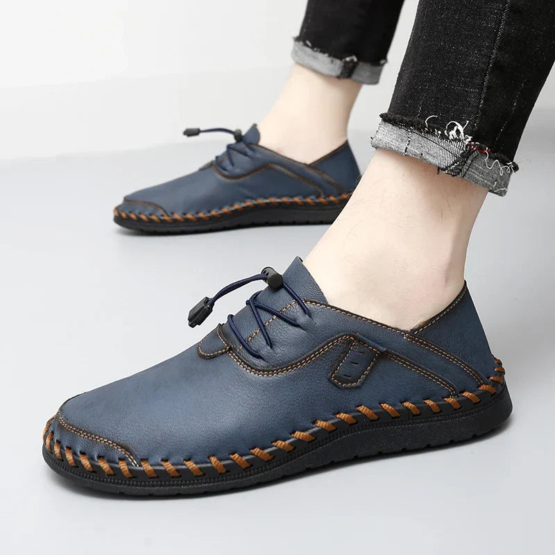 Men's Dress Shoes with Hand-Sewn Frame Construction and Adjustable Lacing