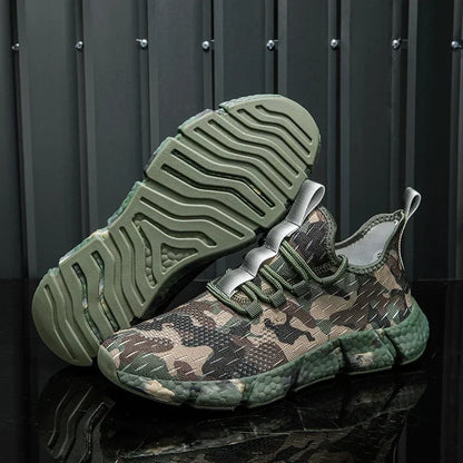 Men's Sneakers Breathable Mesh Camouflage Design Thick Sole