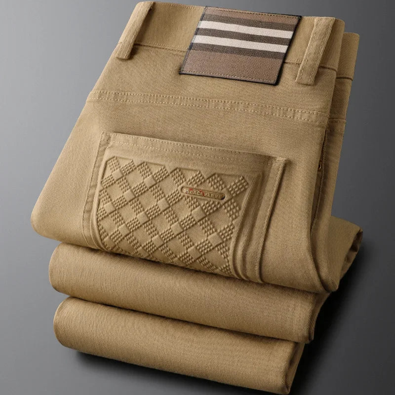 Men's Cotton Pants Structured Waist Diamond Pockets