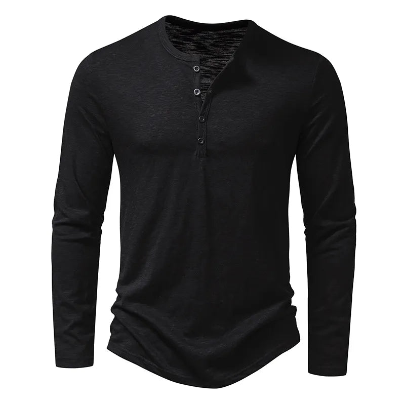 Herren Henley Shirt mit Schmaler Passform und Langarm