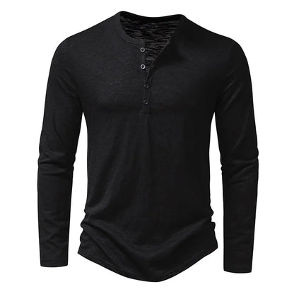 Herren Henley Shirt mit Schmaler Passform und Langarm