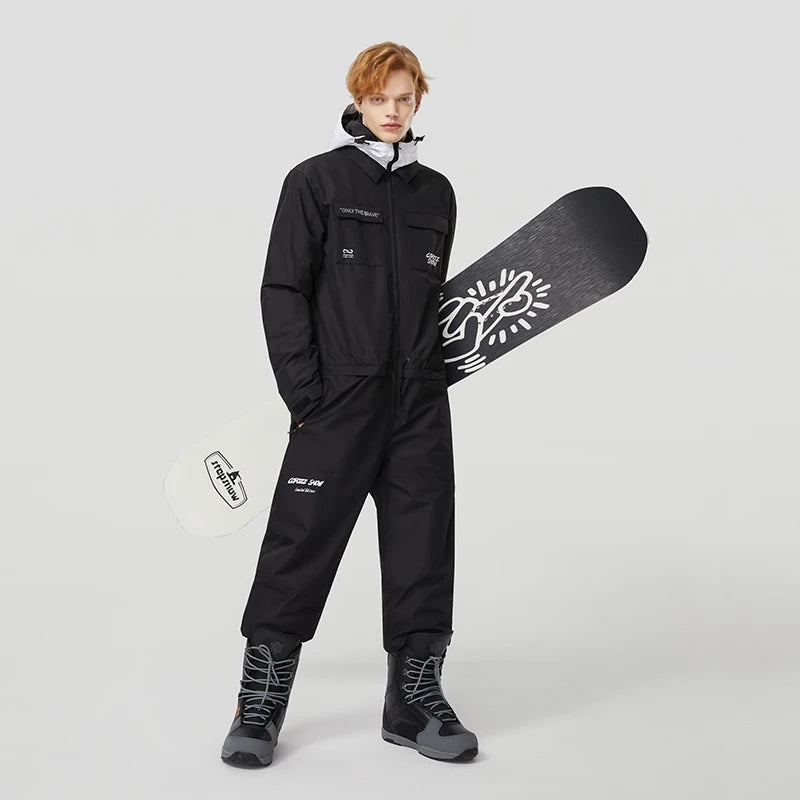 Winter Ski Overall for Men and Women Waterproof Snowboard Suit with Hood