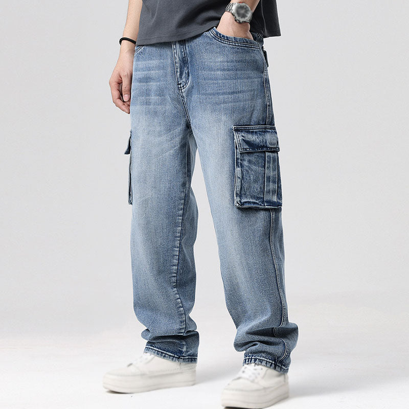 Herren Cargo Jeans aus Denim – Lockerer Schnitt Mehrere Taschen