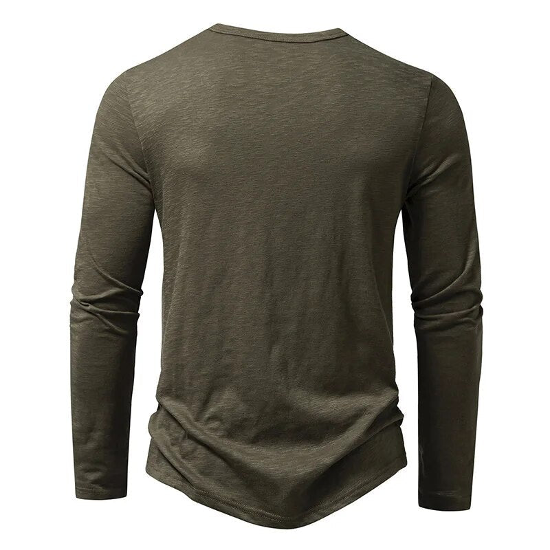 Herren Henley Shirt mit Schmaler Passform und Langarm