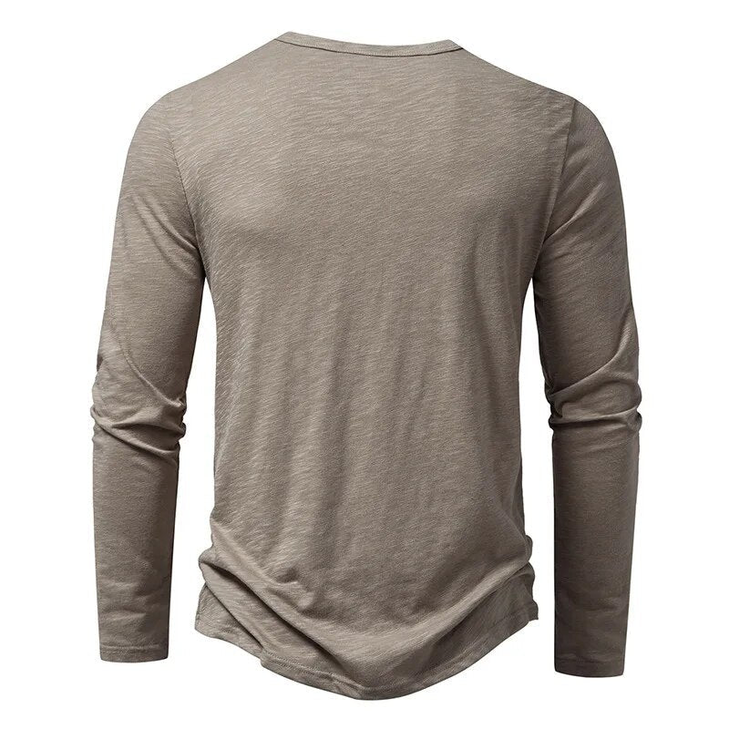 Herren Henley Shirt mit Schmaler Passform und Langarm