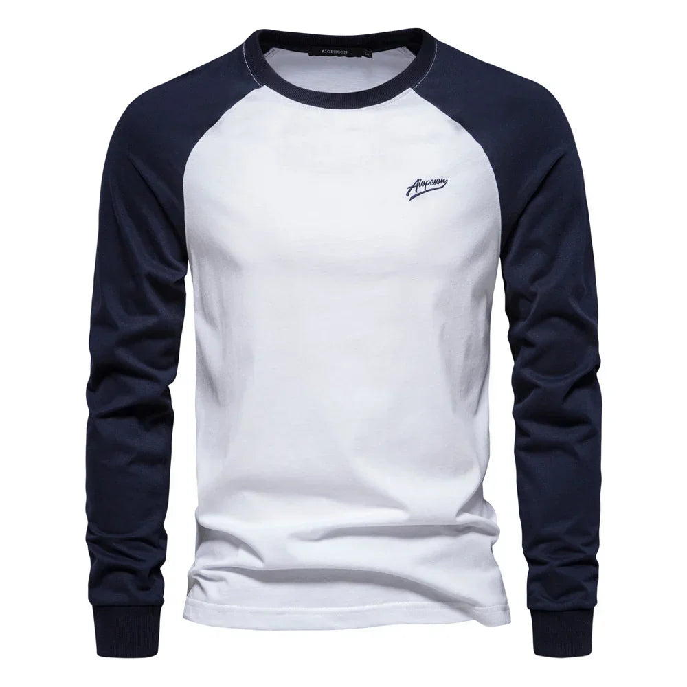 Men's Autumn Long-Sleeve Shirt with Raglan Sleeves and Slim Fit