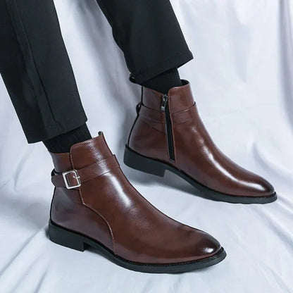 Herren-Chelsea-Boots mit seitlichem Reißverschluss und Gummiaußensohle