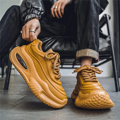 Herren Sneaker Retro Stil Mesh Optik Dicke Sohle Schnürung