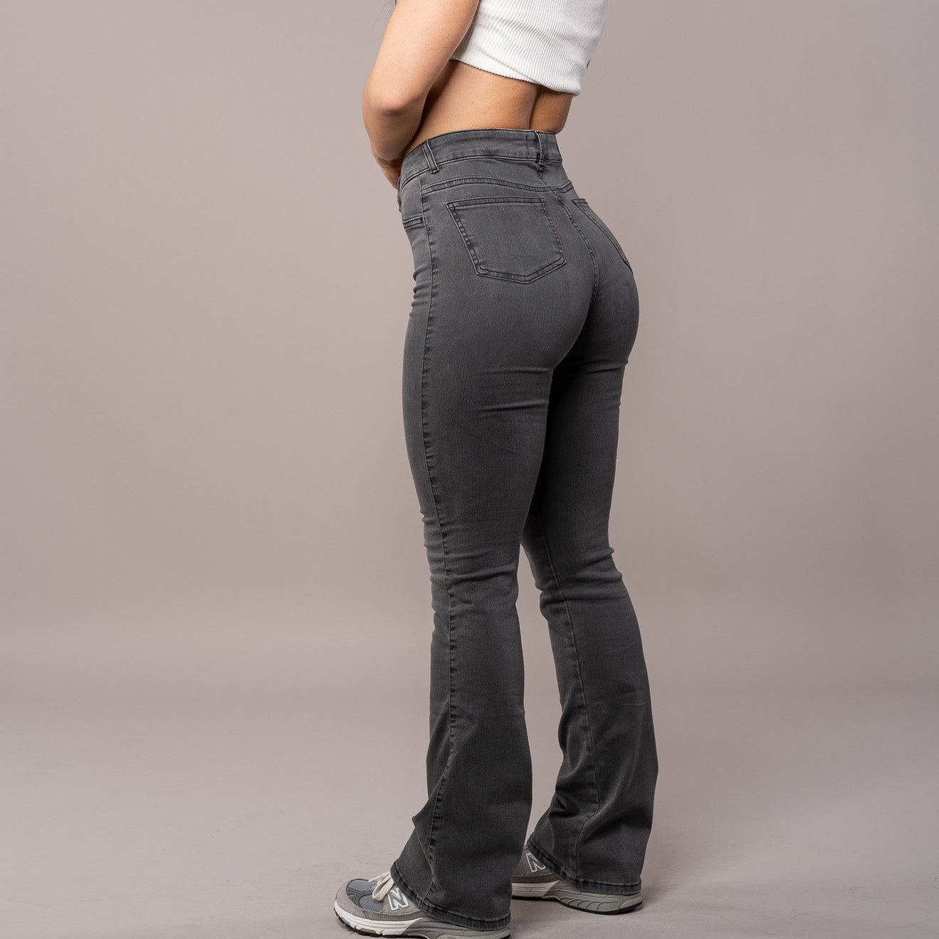 Women's High Waist Flared Jeans Stretch Denim