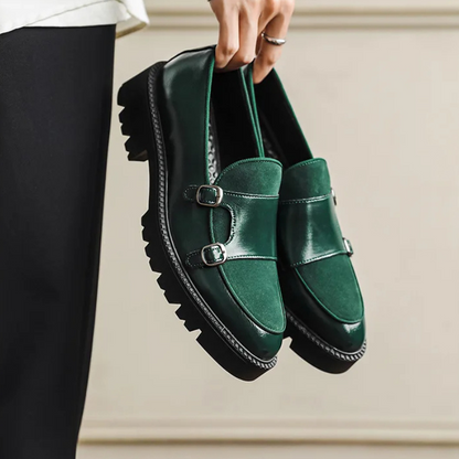 Herren-Loafer mit Doppelriemen und massiver Gummisohle