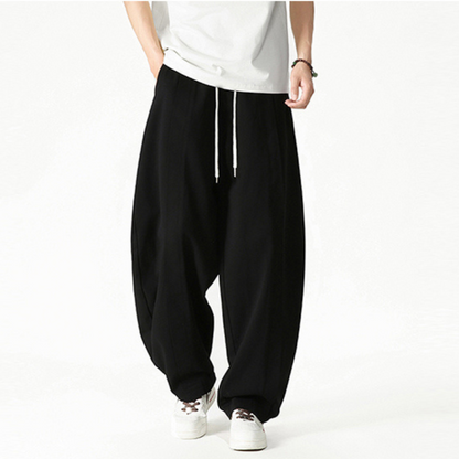 Herren Jogginghose mit Weitem Bein – Kordelzug Lockerer Schnitt