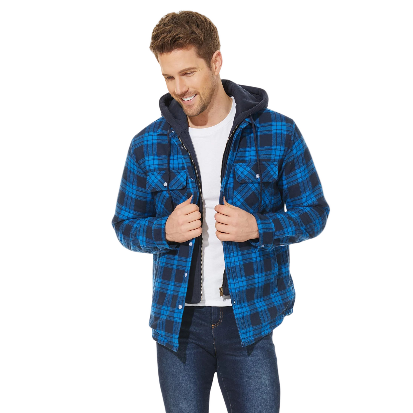 Herren Herbstjacke Wasserabweisend mit Reißverschluss und Verstellbarer Kapuze