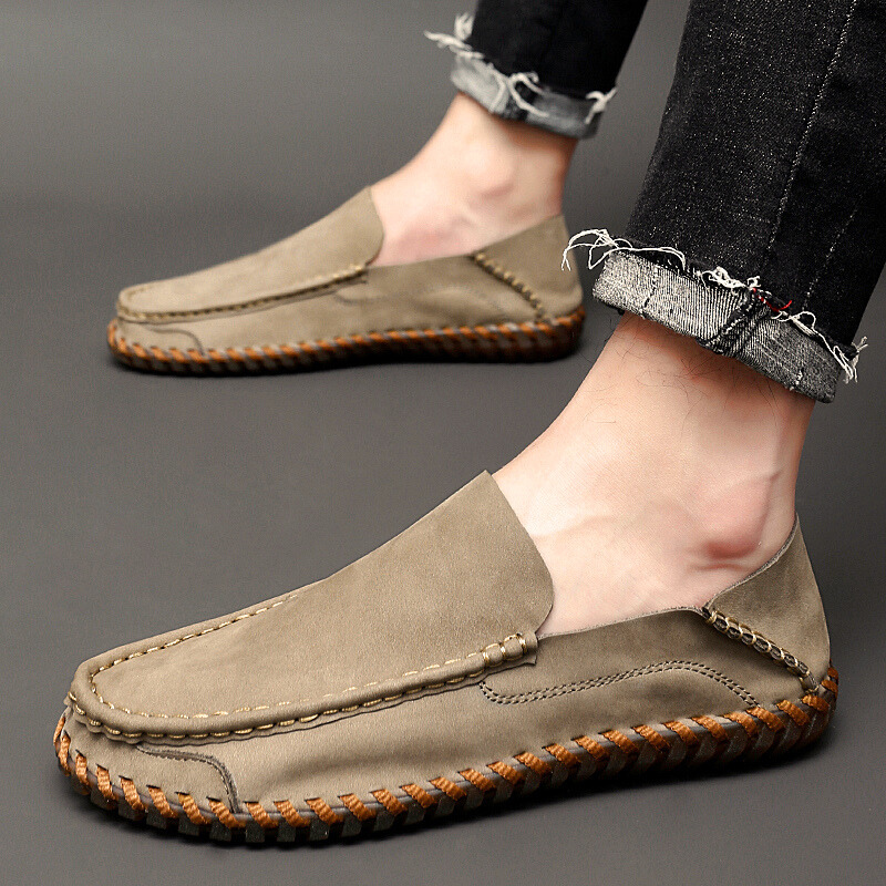 Men's Slippers Slip-On Handmade Seams Non-Slip Sole