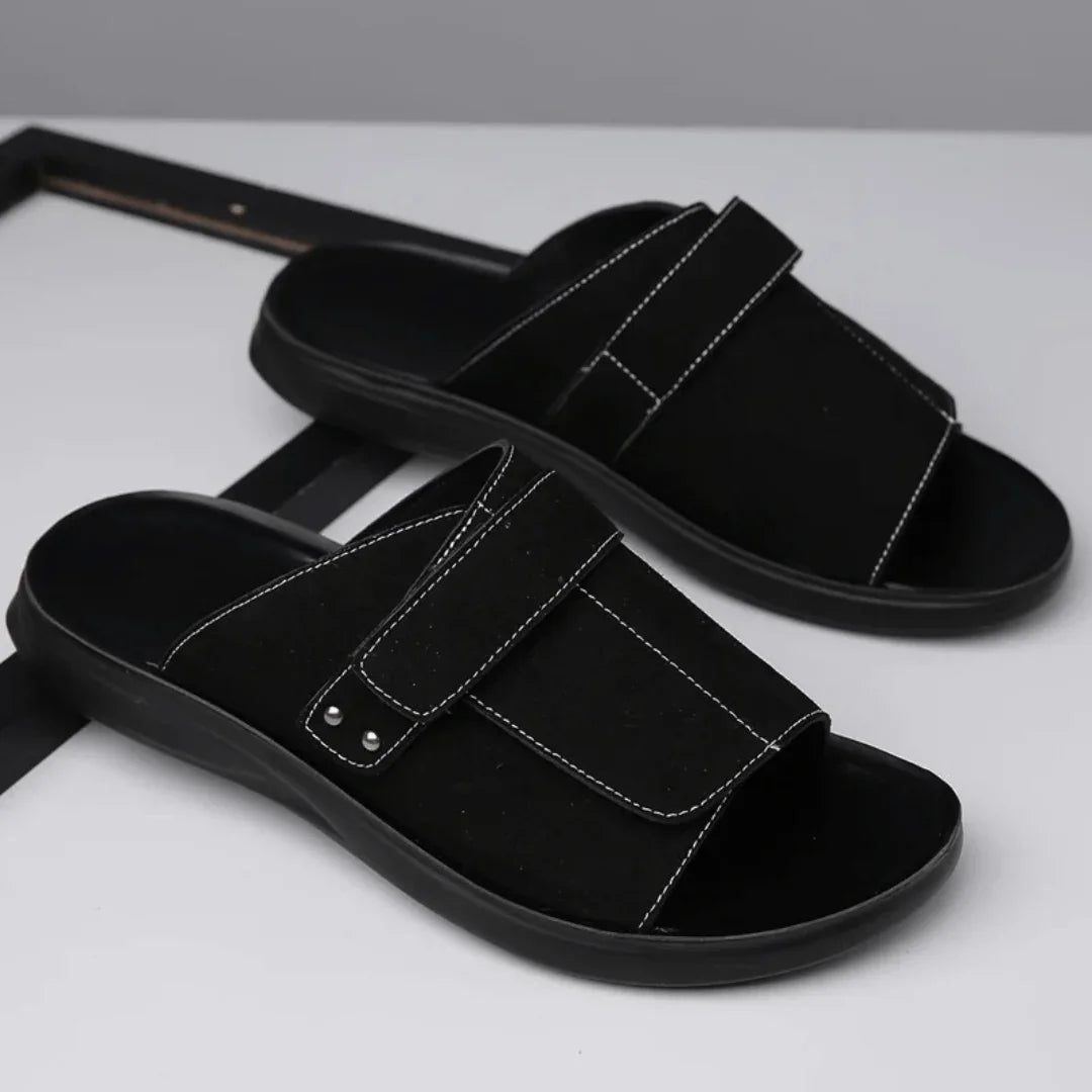 Men's Summer Sandals with Adjustable Strap, Shaped Footbed, and Orthopedic Sole