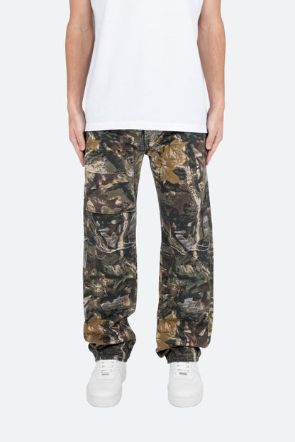 Herren Baggy Jeans mit Relaxed Fit und Vintage Waschung – Hunter Camo Stil