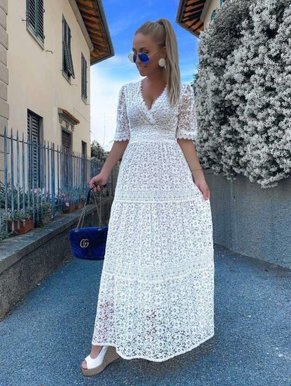 Damen-Spitzenkleid Italienisches Design Leicht Atmungsaktiv Sommer
