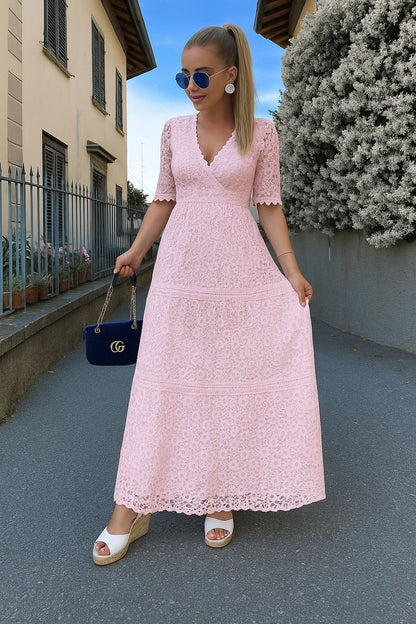Damen-Spitzenkleid Italienisches Design Leicht Atmungsaktiv Sommer