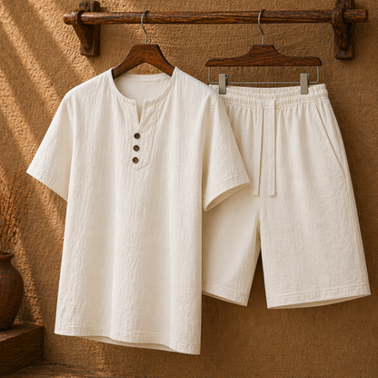 Herren Sommer Zweiteiler Set – Atmungsaktiv Lockerer Schnitt